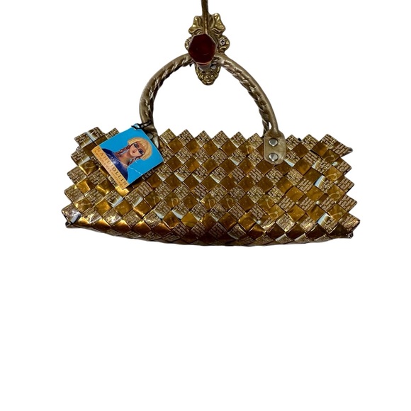 Vintage Handmade Candy Wrapper Handbag NAHUI OLLIN Small Gold Evening Bag - Picture 1 of 12